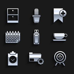 set usb flash drive folder settings with gears vector image
