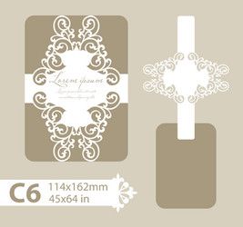 template envelope with carved openwork pattern vector image