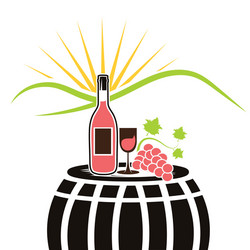 wine bottlewineglass and grape on the background vector image