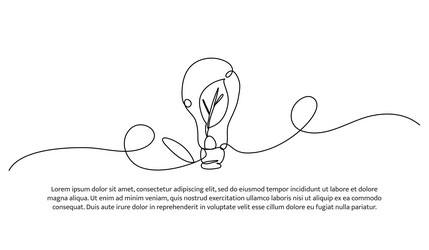 continuous one line design of light bulb vector image
