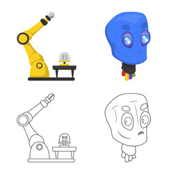 Isolated object of robot and factory logo set vector