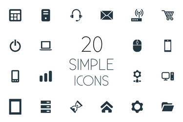 set of simple device icons vector image
