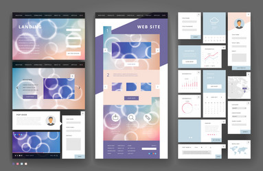 website template design with interface elements vector image
