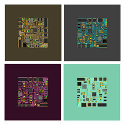 computer chip technology processor circuit vector image