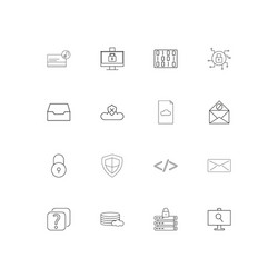 cyber security simple linear icons set outlined vector image