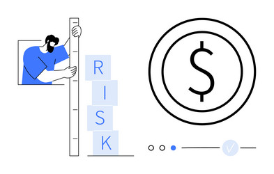 man measuring risk level with blocks next vector image