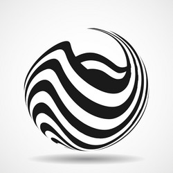 Abstract ball with black and white stripes zebra vector