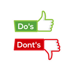 dos and dont good bad icon check negative vector image