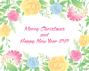 floral frame merry christmas and new year text Vector Image
