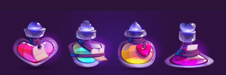 magic potion bottles set isolated on background vector image