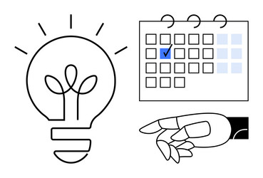 robotic hand pointing at calendar with marked date vector image