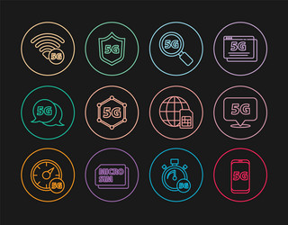 set line mobile with 5g network location search vector image