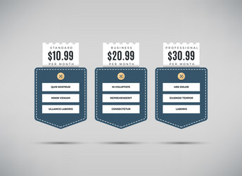 web pricing table with comparison of business vector image