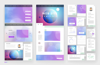 website template design with interface elements vector