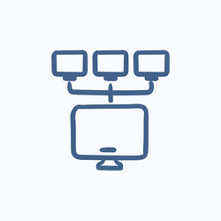 Computer network sketch icon vector