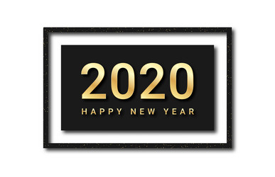 happy new year 2020 golden text with glitters vector image