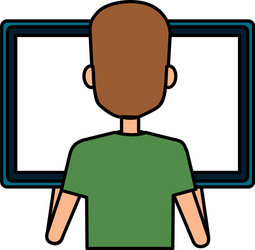 man using computer desktop vector image