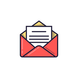 open envelope with the document email icon vector image