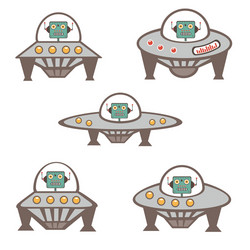 robot characters in spaceship vector