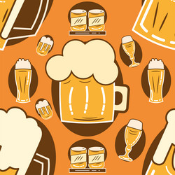 seamless pattern background with beer icons vector image