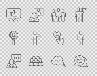 set line speech bubble chat hand like users vector image
