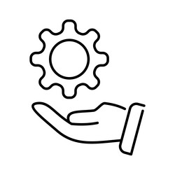 setting gear with hand button thin icon outline vector image