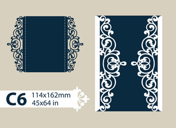 template envelope with carved openwork pattern vector image
