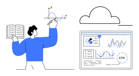data analysis and cloud computing concept vector image