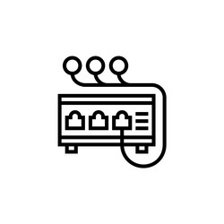 Network hub icon computer component outline vector