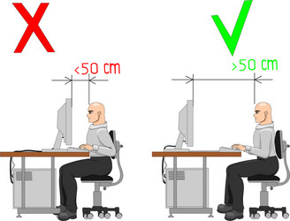 proper distance from display vector