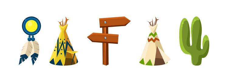 wild west object and different elements set vector image