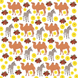 camel zebra with fruit as a pattern background vector image