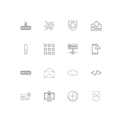 cyber security simple linear icons set outlined vector image