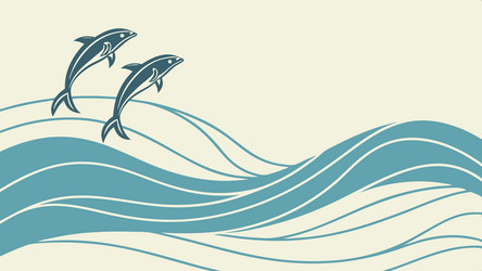 dynamic dolphins leaping from abstract waves vector image