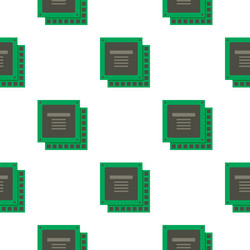 green computer cpu processor chip pattern flat vector image