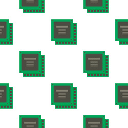 Green computer cpu processor chip pattern flat vector