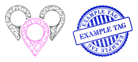 grunge example tag stamp seal and hatched map vector image