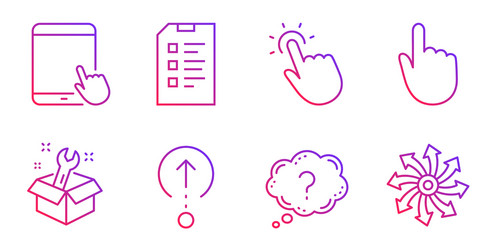 hand click swipe up and spanner icons set vector image