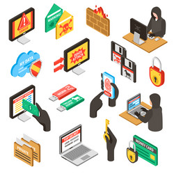 internet hacker 3d isometric set vector image