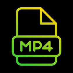 mp4 file type icon with an outline gradient vector image