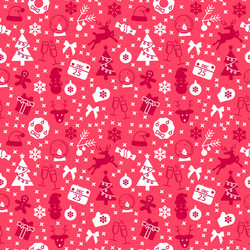 Red seamless pattern with christmas symbols vector