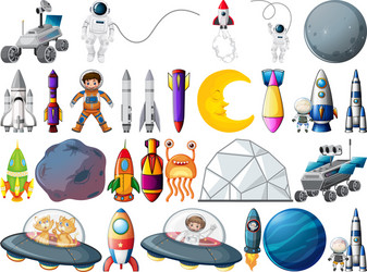 set space objects and elements isolated vector image