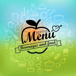 spring menu label design lineart concept vector