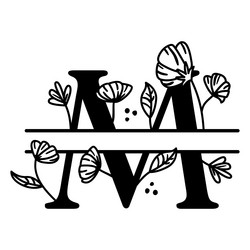 Floral M Monogram Logo Royalty Free Vector Image