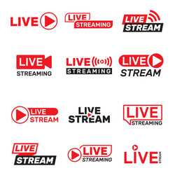 live stream buttons set vector