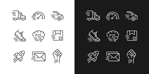 motion and speed pixel perfect linear icons set vector image
