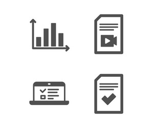 Diagram graph video file and web lectures icons vector