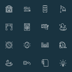 house icons line style set with fireplace vector