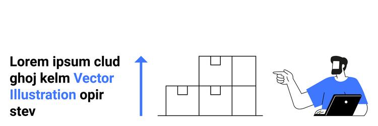 man working on laptop analyzing stacked boxes vector image
