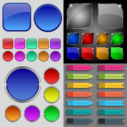 big set of different colored buttons trendy modern vector image